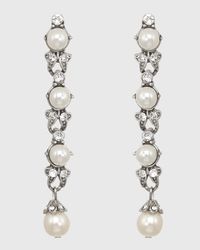 Linear Glass-Pearl And Crystal Drop Earrings