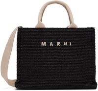 Marni Black Raffia-Effect Small Tote