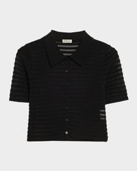 Larken Short-Sleeve Sheer Stripe Cardigan