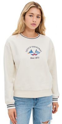 Levi's Graphic Heritage Sport Crew Sweatshirt Crew Regatta Flags Egret S