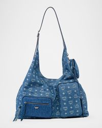 Aren XL Visetos Denim Shoulder Bag