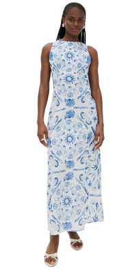 Saylor Verica Shoreline Linen Dress Deep Blue Sea S
