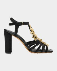 100mm Bianca Crystal T-Strap Velvet Sandals