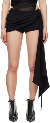 Mugler Black Draped Shorts