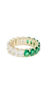 By Adina Eden Colored Oval Cubic Zirconia Half Half Eternity Band Emerald Green 7