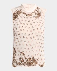 Sheer Sleeveless Embellished Top
