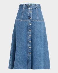 Loma Belted Denim Midi Skirt