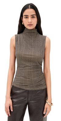 Veronica Beard Jean Mylie Sleeveless Top Dark Acorn Multi L
