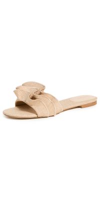 Larroudé Ivy Ruffle Sandals Beige/Beige 5