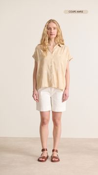 Garance Paris - Chemise manches courtes brodée - Taille M - Beige