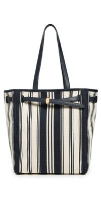 Veronica Beard Stripe Canvas Tote Navy Multi One Size