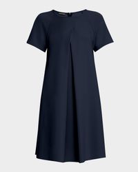 Pleated Techno Cady Babydoll Mini Dress