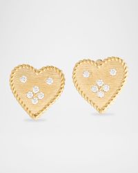 18K Yellow Gold Petit Venetian Princess Heart Diamond Earrings