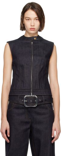 Aya Muse Gilet Tita bleu en denim