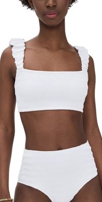 Sea Shyla Solid Smocked Bikini Top White XL