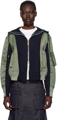 sacai Navy & Khaki Sponge Sweat Hoodie