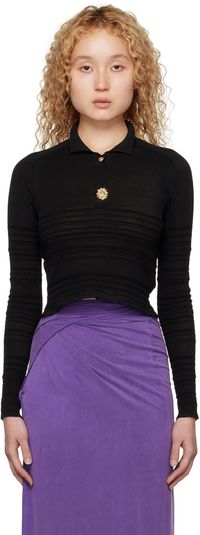 JACQUEMUS Black Le Raphia 'La Maille Aouro' Polo