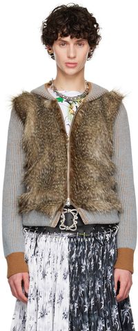 Chopova Lowena Brown & Blue Knotter Faux-Fur Hoodie