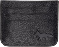 Maison Kitsuné Porte-carte noir à ferrure à logo de renard de profil
