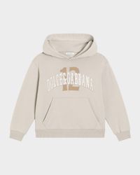 Boy's Logo Embroidered Cotton Hoodie, Size 4-6