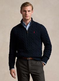 Polo Ralph Lauren - Pull maille torsadée en coton - Taille M - Bleu