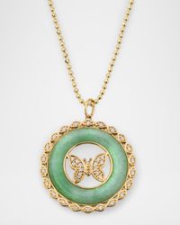 Butterfly Stone Pendant on 18" Medium Bolita Chain Necklace