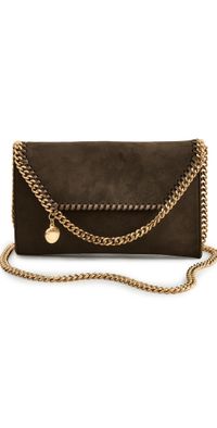 Stella McCartney Falabella Wallet Chain Crossbody Bag In Alter Suede Moka One Size