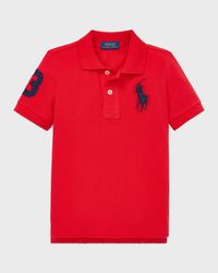 Boy's Big Pony Mesh Knit Polo, Size 2-7