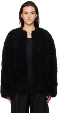 WOOYOUNGMI Black Oversized Fur Jacket