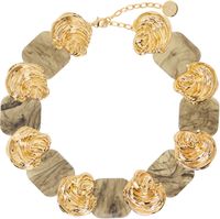 RECTO Gold & Brown Ibiza Formica Bold Necklace