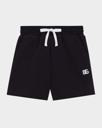 Boy's Jersey Jogger Shorts W/ Rubber DG Logo, Size 4-6