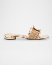 Leather & Raffia Jewel Slide Mules