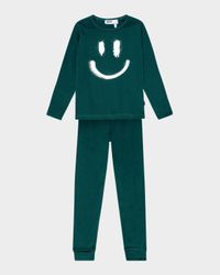 Boy's Lue Happy Face-Print 2-Piece Set, Size 8-12