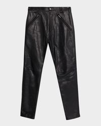 Men's Slim Textured Leather Pants