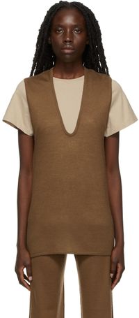 Frenckenberger Tan Loose Knit Tank Top