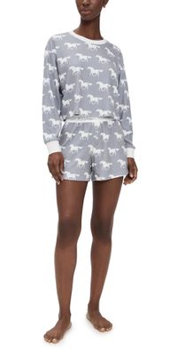 PJ Salvage Boyfriend Boxer Pajama Set Gray XL