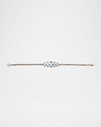 18K Yellow Gold Diamond and Baguette Swiss Blue Topaz Bracelet