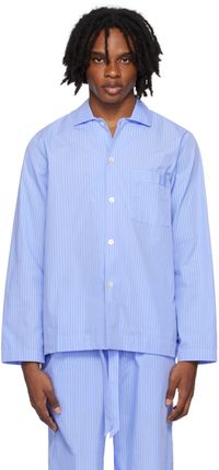 Tekla Blue Long Sleeve Pyjama Shirt