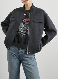 Rails - Blouson col teddy en laine mélangée - Taille L - Gris