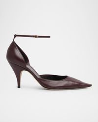Liisa Leather D'Orsay Ankle-Strap Pumps