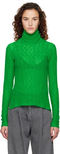 Song for the Mute Green Floral Turtleneck