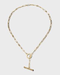 Yellow Gold Paperclip Chain Necklace with Diamond Toggle