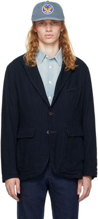 RRL Navy Unconstructed Herringbone Sport Blazer