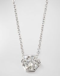 18K White Gold Hexagonal Diamond Necklace, 0.7tcw
