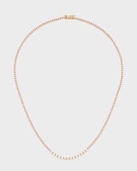 Small 4-Prong Pink Sapphire Tennis Necklace with Diamond Accents in Yellow Gold