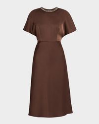 Crystal-Embellished Crepe Back Satin Midi Dress