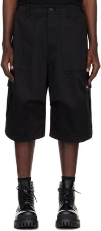 We11done Black Cargo Pocket Shorts