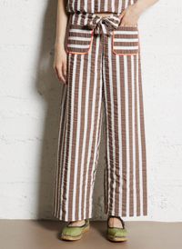 Dr Bloom - Pantalon large à rayures - Taille M/L - Marron