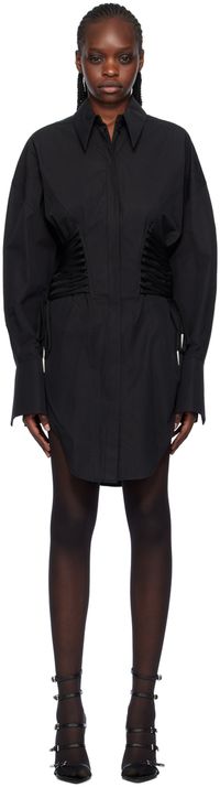 Mugler Black Laced-Up Minidress