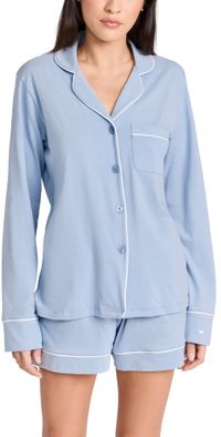 Petite Plume Pima Cotton Long Sleeve Pajama Set Periwinkle S